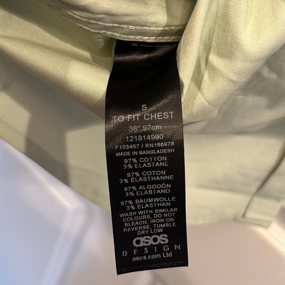 Asos Design skinny shirt in sage green- size S - Picture 4 of 5